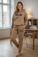 Jogginganzug mit Kapuze Camel aus Fleece - Ansicht 1
