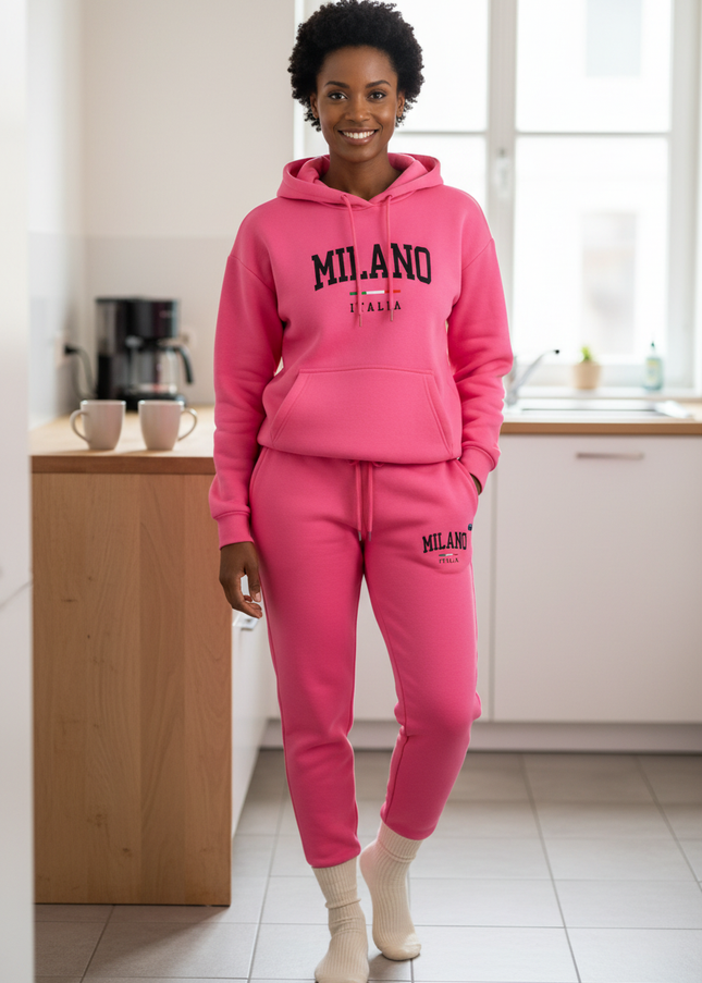 Jogginganzug mit Kapuze Pink - gemütlicher Zweiteiler - Ansicht 1