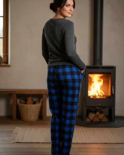 Karo Jogginghose Blau - warme Fleece-Hose - Ansicht 2