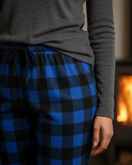 Karo Jogginghose Blau - warme Fleece-Hose - Ansicht 4