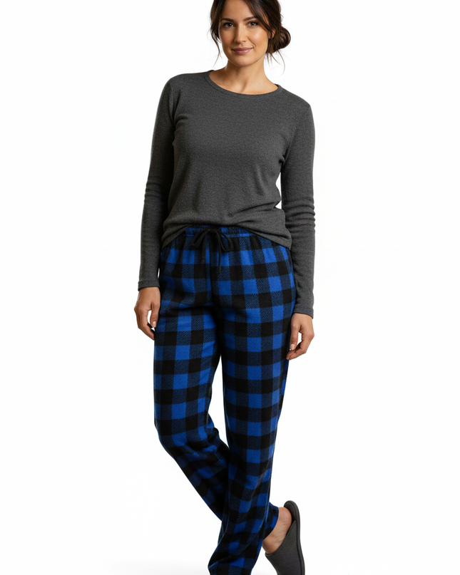 Karo Jogginghose Blau - warme Fleece-Hose - Ansicht 5