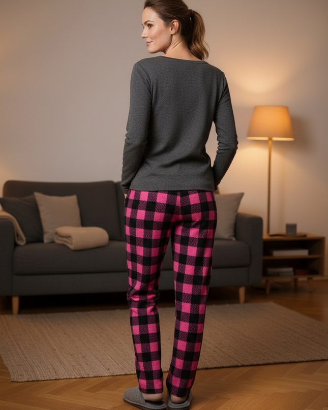 Karo Jogginghose Pink: warme Fleece-Jogginghose - Ansicht 2
