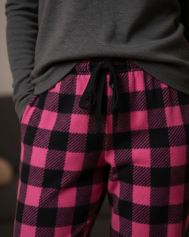 Karo Jogginghose Pink: warme Fleece-Jogginghose - Ansicht 4