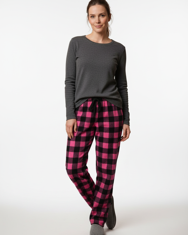 Karo Jogginghose Pink: warme Fleece-Jogginghose - Ansicht 5