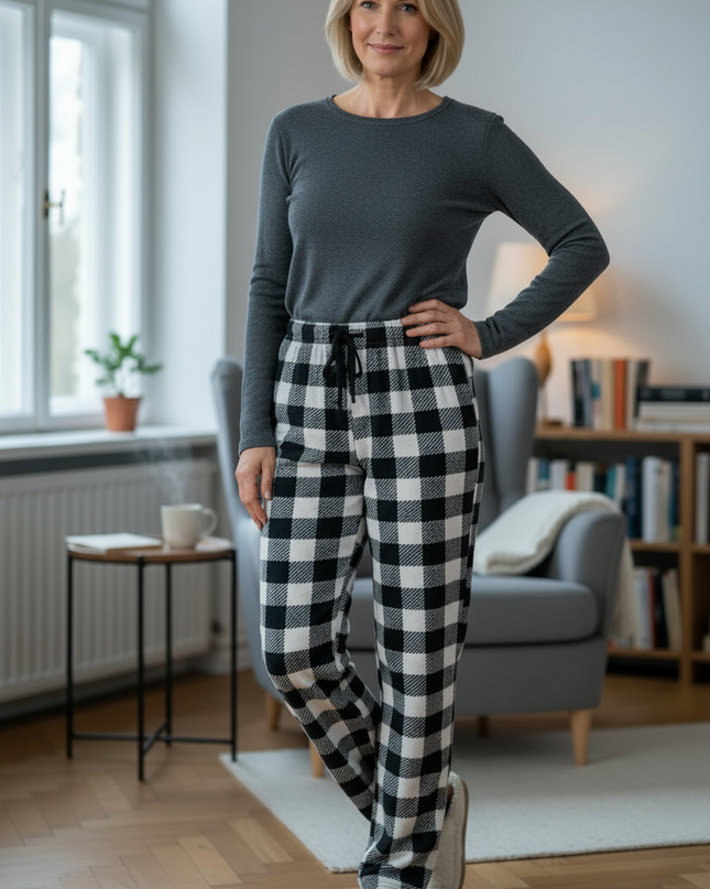 Karo Jogginghose Weiß: Weiche Fleecejogginghose - Ansicht 3