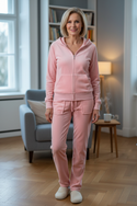 Nicki Freizeitanzug Rosa aus weichem Nicki-Velours - Ansicht 1